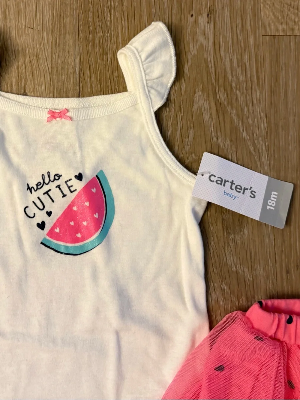 Carter's Watermelon Girl's Size 18 Months Pink Tutu Skirted Leggings Set